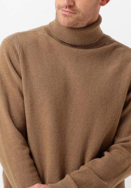 Bruine ANERKJENDT Coltrui AKNICO SOLID ROLL NECK LAMBSWOOL - large