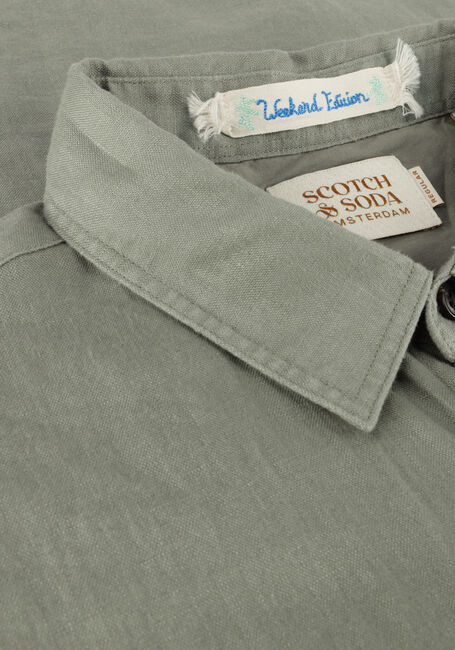 Donkergroene SCOTCH & SODA Casual overhemd SHORT SLEEVE LINEN SHIRT - large