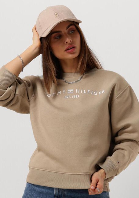 Beige TOMMY HILFIGER Sweater MDRN REG CORP LOGO C-NK SWTSHRT - large