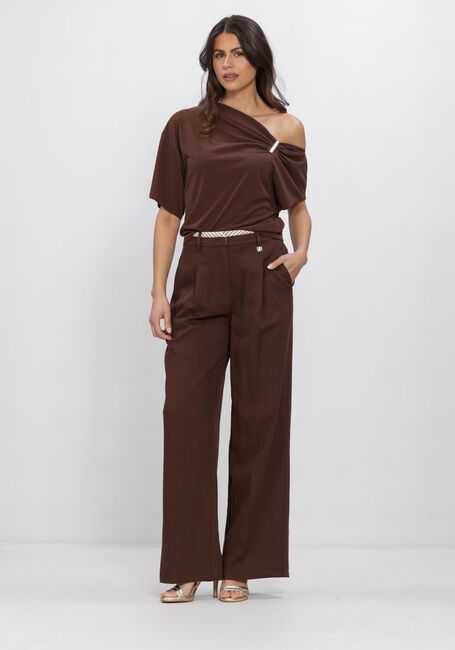 DANTE6 Pantalon large KENILA WIDE LEG PANTS en marron - large