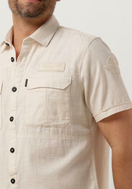 Gebroken wit PME LEGEND Casual overhemd SHORT SLEEVE SHIRT CTN SLUB - large