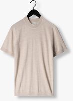 SELECTED HOMME T-shirt SLHTOWN SS KNIT MOCK NECK B en beige