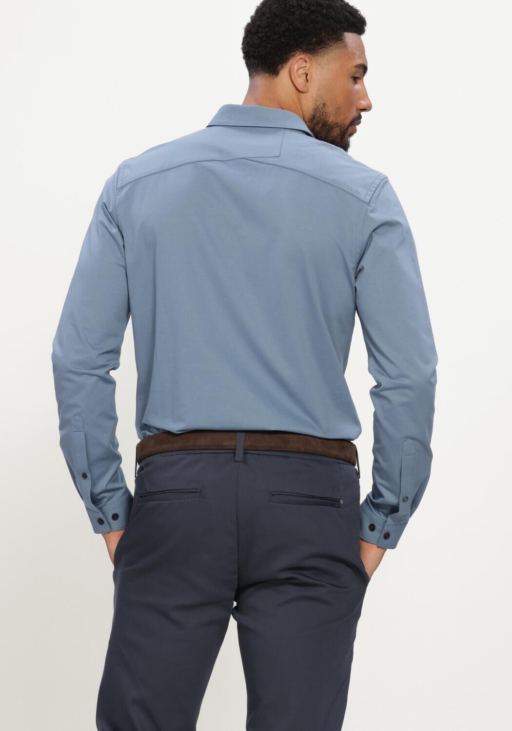 CAST IRON Chemise classique LONG SLEEVE SHIRT TWILL JERSEY en bleu - large
