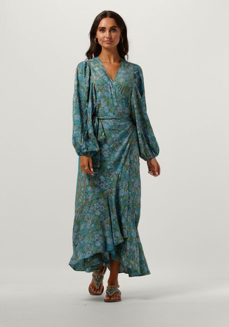 SISSEL EDELBO Robe maxi ZELDA WRAP DRESS en bleu - large
