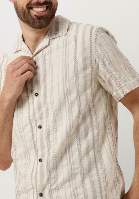 Beige ANERKJENDT Casual overhemd AKLEON S/S STRUCTURE SHIRT - large