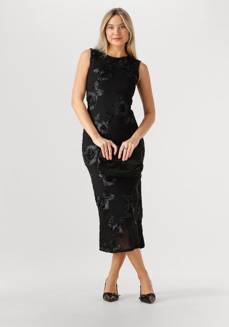 Zwarte NEO NOIR Midi jurk TIRANNA BIG FLOWER MESH DRESS - large