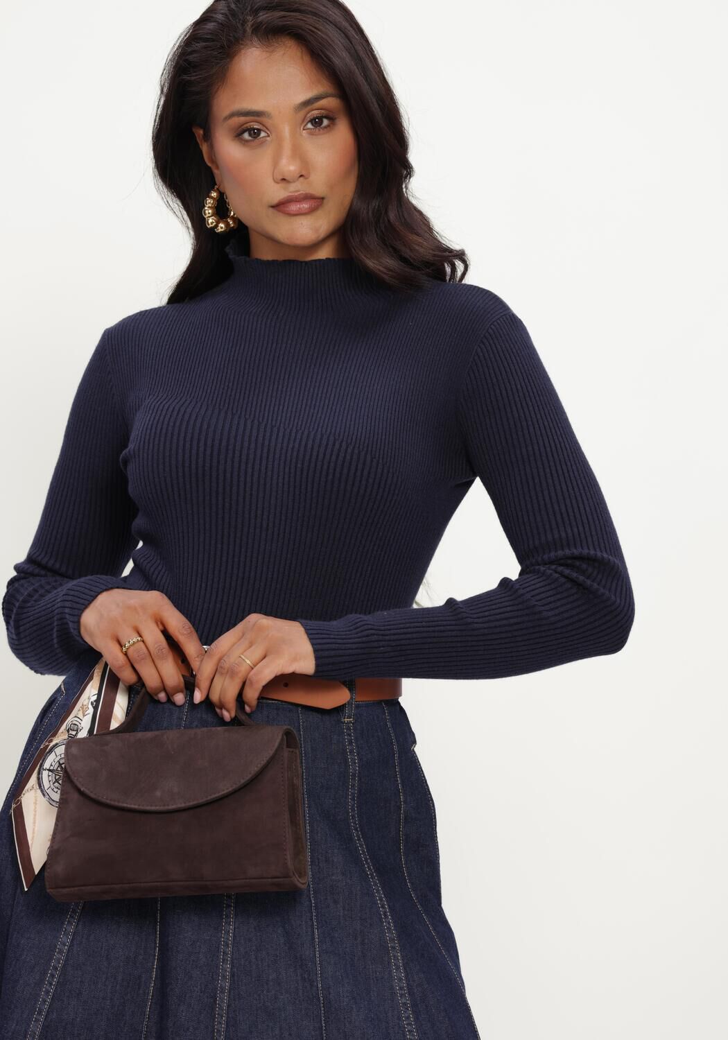 CAROLINE BISS Col roul&eacute; 4200 Bleu fonc&eacute; - large