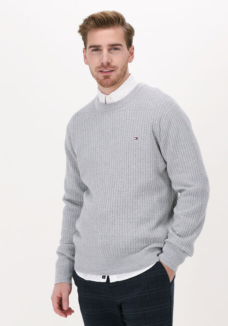 Lichtgrijze TOMMY HILFIGER Trui GRID STRUCTURE CREW NECK - large