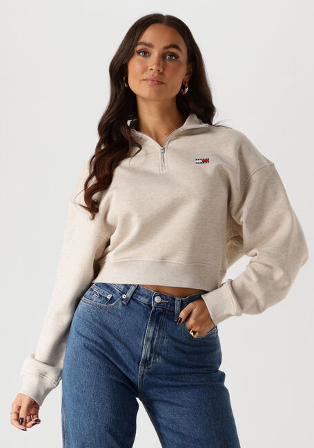 TOMMY JEANS Pull TJW BXY CRP BADGE 1/4ZIP en beige - large