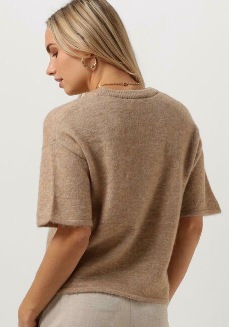Beige SELECTED WOMEN T-shirt SLFMALINE-LILIANA 2/4 KNIT O-NECK - large