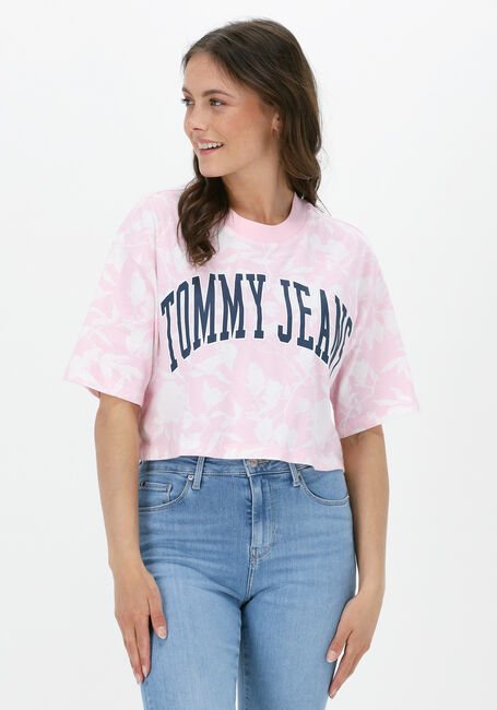 TOMMY JEANS T-shirt TJW AOP COLLEGIATE T en rose - large
