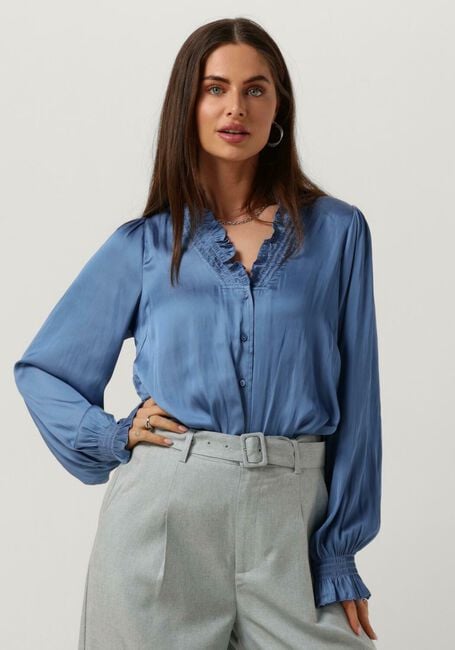 Blauwe NEO NOIR  BRIELLE SATIN BLOUSE - large