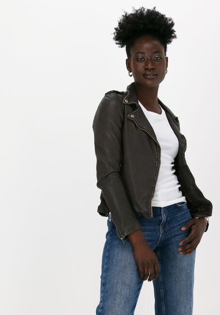 GOOSECRAFT Veste en cuir GC BIKER513 en marron - large