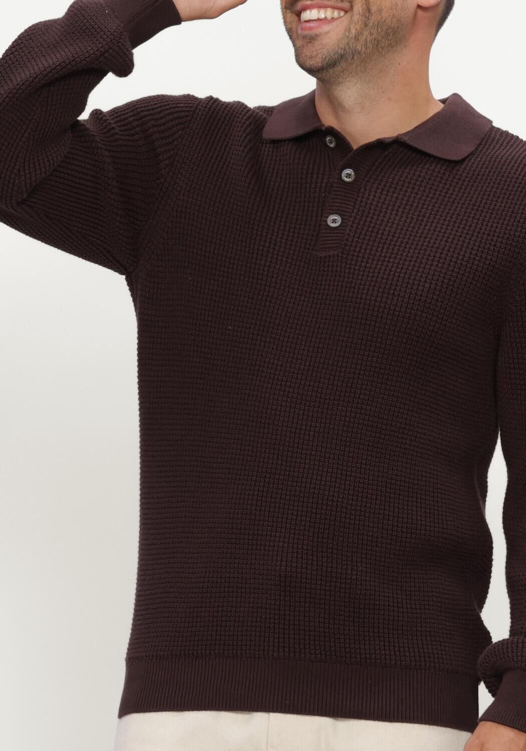 Bruine JC RAGS Trui POLO LONG SLEEVE EFE - large