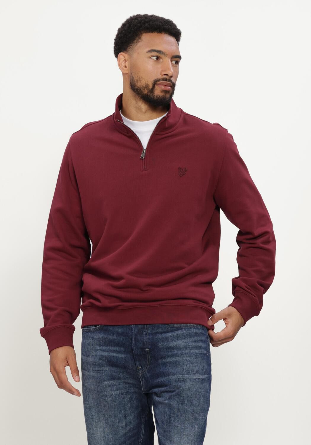 LYLE & SCOTT Pull SUPERFINE QUARTER ZIP SWEATSHIRT Bordeaux - large