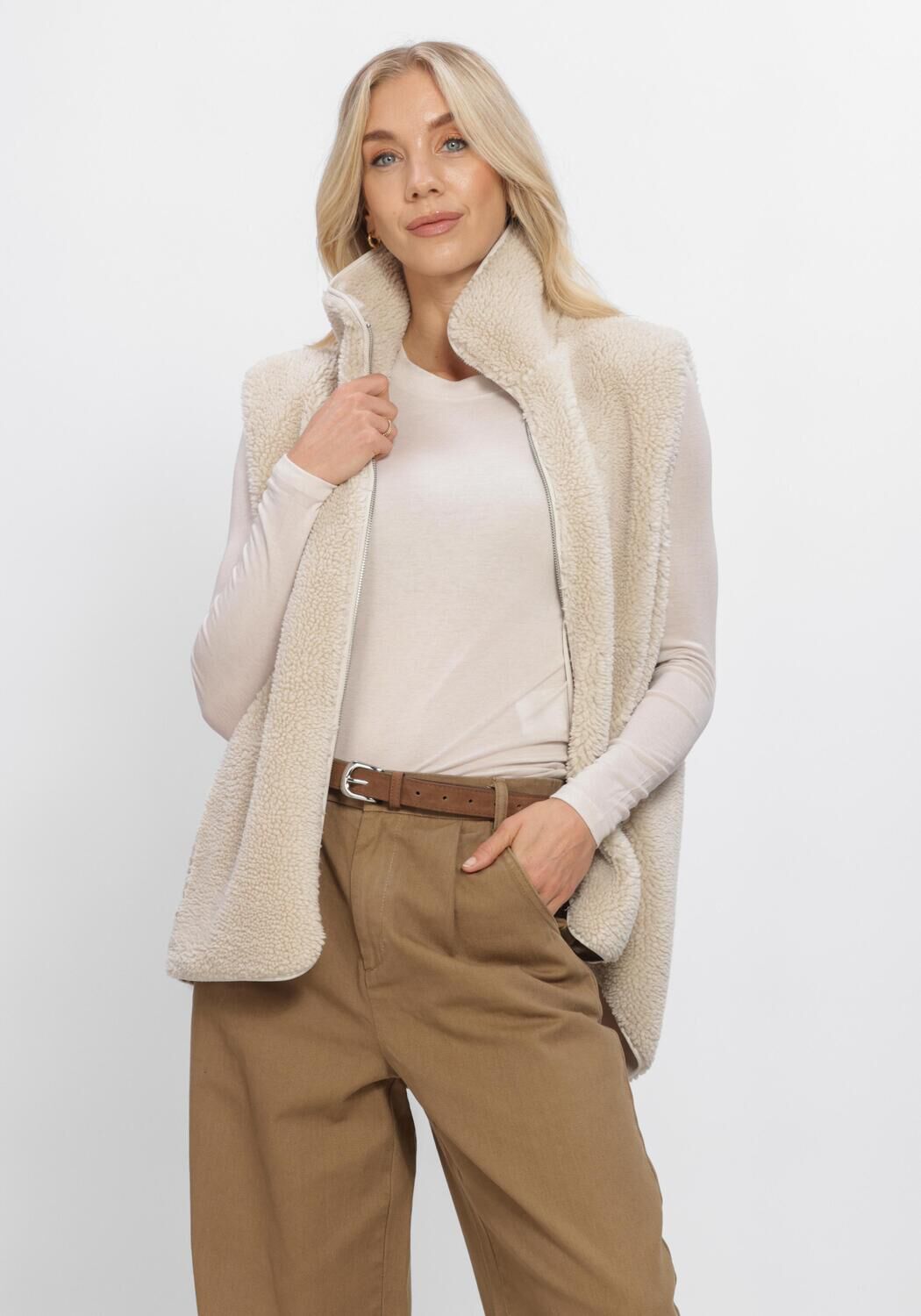 Beige WITHBLACK Bodywarmer WBLPERNILLE PILE WAISTCOAT - large