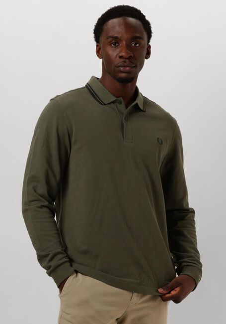 FRED PERRY Polo TWIN TIPPED FRED PERRY SHIRT LONG SLEEVE Vert foncé - large