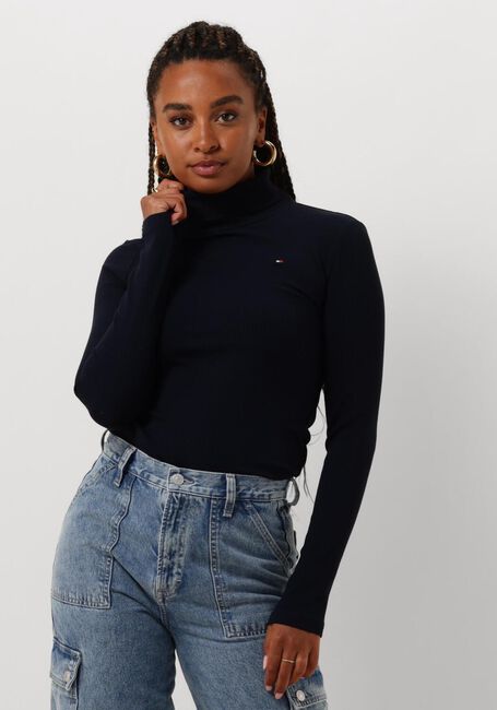 TOMMY HILFIGER Col roulé SLIM 5X2 RIB ROLL-NK LS Bleu foncé - large