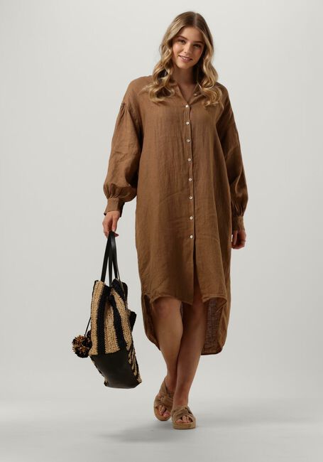 BY-BAR Robe midi SARAH LINEN LONG DRESS en marron - large