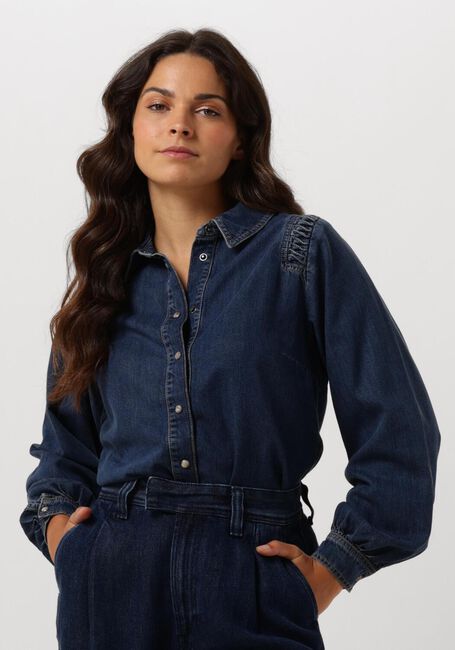 Blauwe SUMMUM  DENIM BLOUSE LIGHTWEIGHT COTTON TENCEL - large
