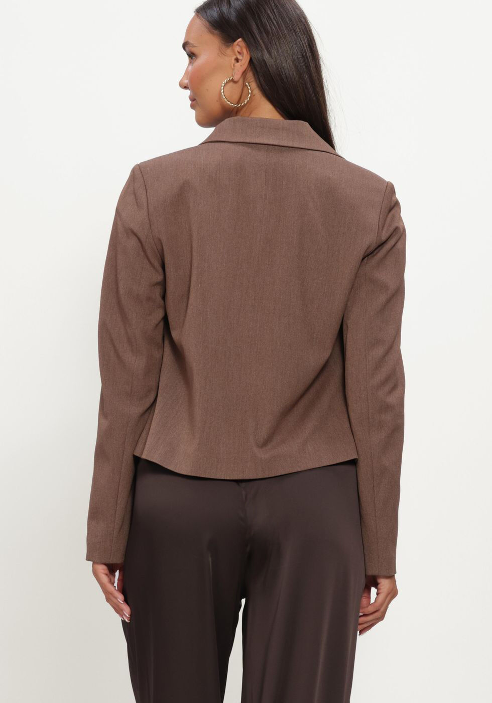 Bruine OBJECT Blazer OBJLISA RE L/S SHORT BLAZER JACKET NOOS - large