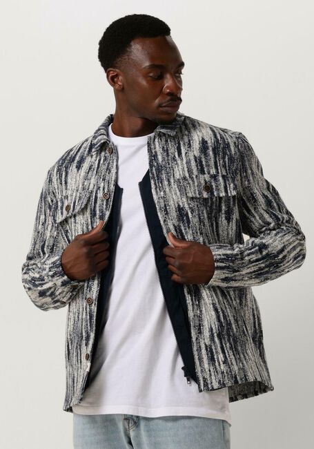 Donkerblauwe ANERKJENDT Overshirt AKOSCAR JACQUARD OVERSHIRT - large