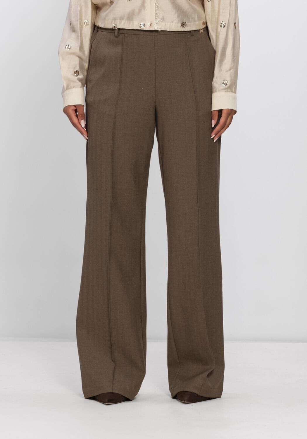 Bruine NUKUS Wijde broek JILL PANTS - large