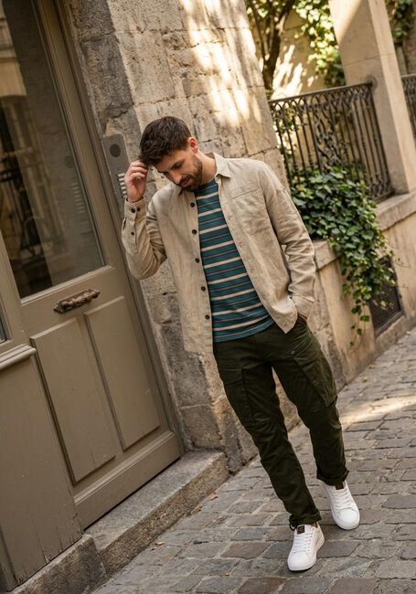 Beige PME LEGEND Casual overhemd LONG SLEEVE SHIRT CTN/LINEN 2 TONE HERRINGBONE - large