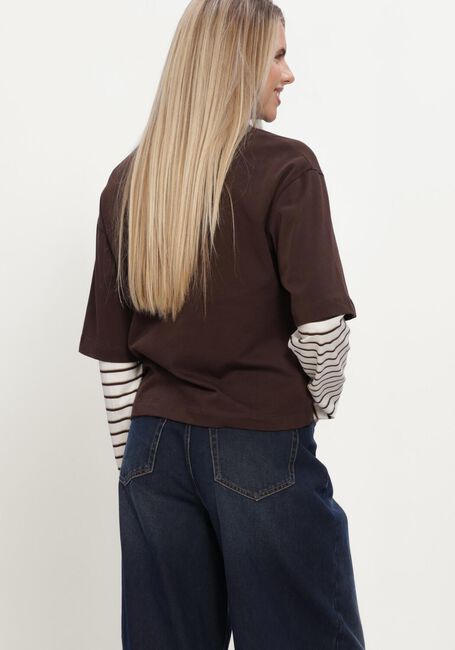 CATWALK JUNKIE Chandail LOOSE FIT TSHIRT WITH STRIPED SLEEVES en marron - large