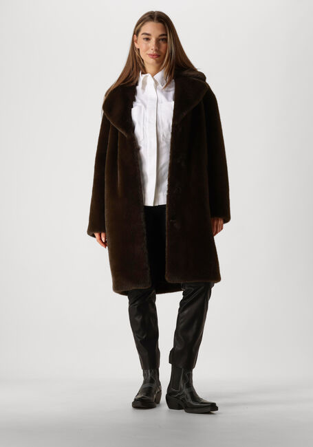 STAND STUDIO Manteau en fausse fourrure CAMILLE COCOON COAT en marron - large