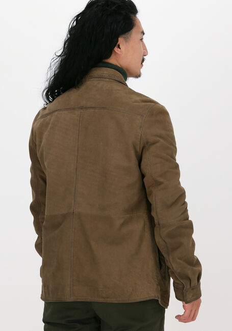 Groene GOOSECRAFT Leren jas GC SIN CITY NUBUCK OVERSHIRT - large