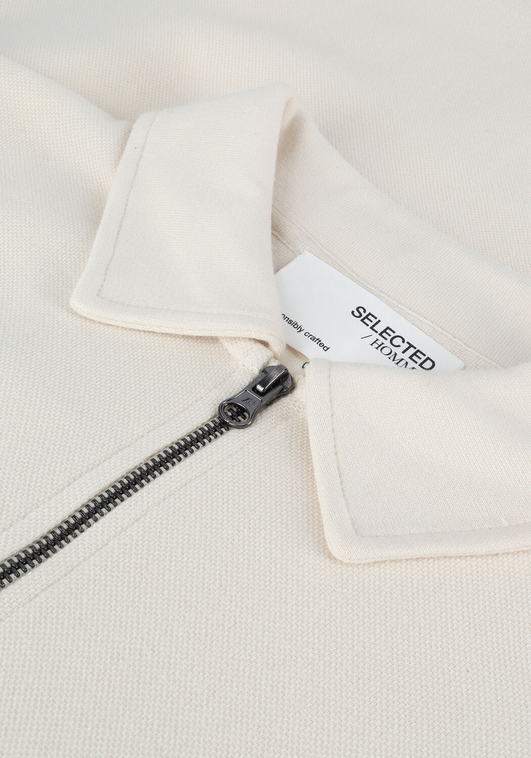 Gebroken wit SELECTED MEN Sweater SLHRELAXLEXTER LS POLO W - large