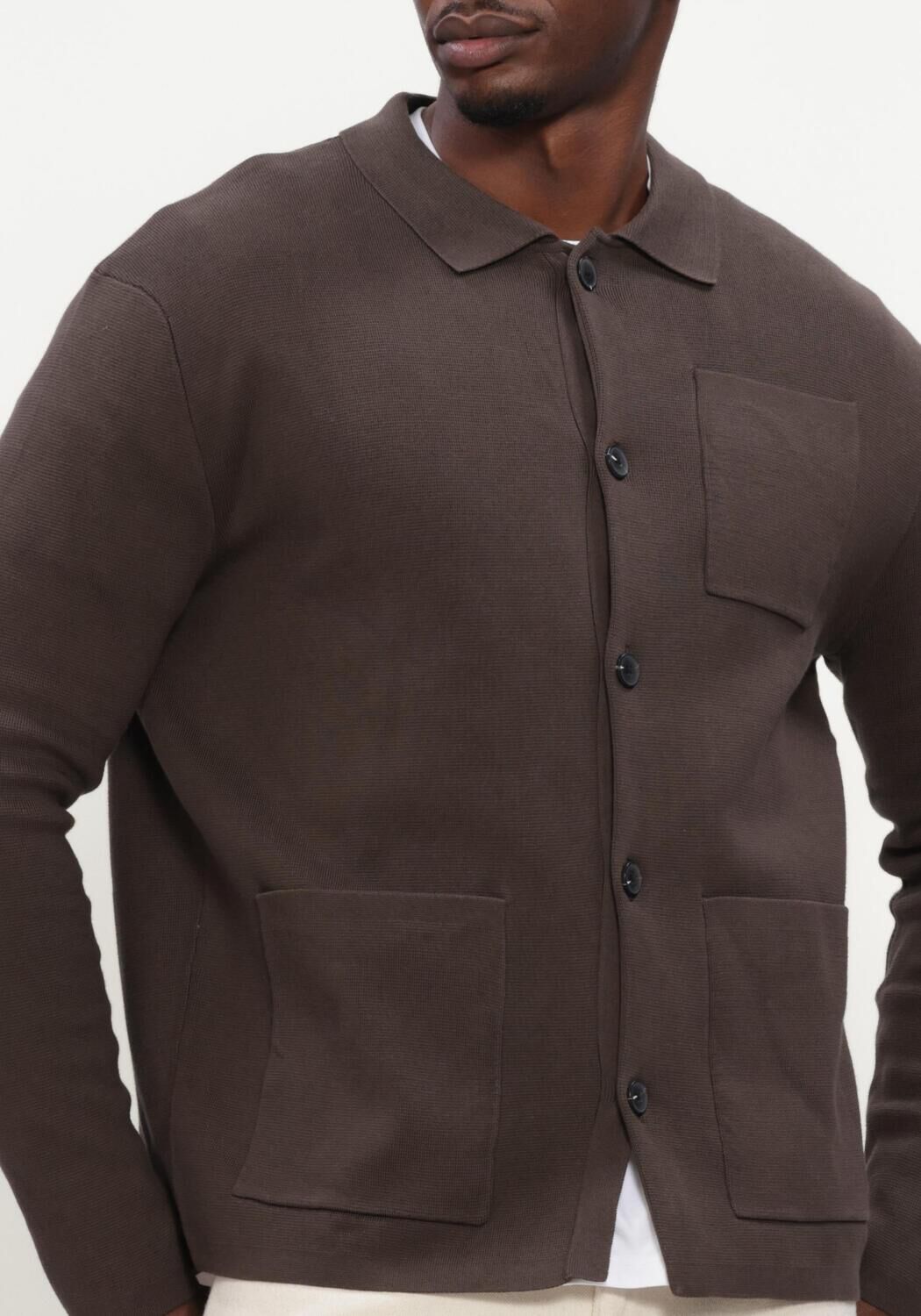 SELECTED MEN Gilet SLMMIKE LIGHT POLO CARDIGAN en marron - large