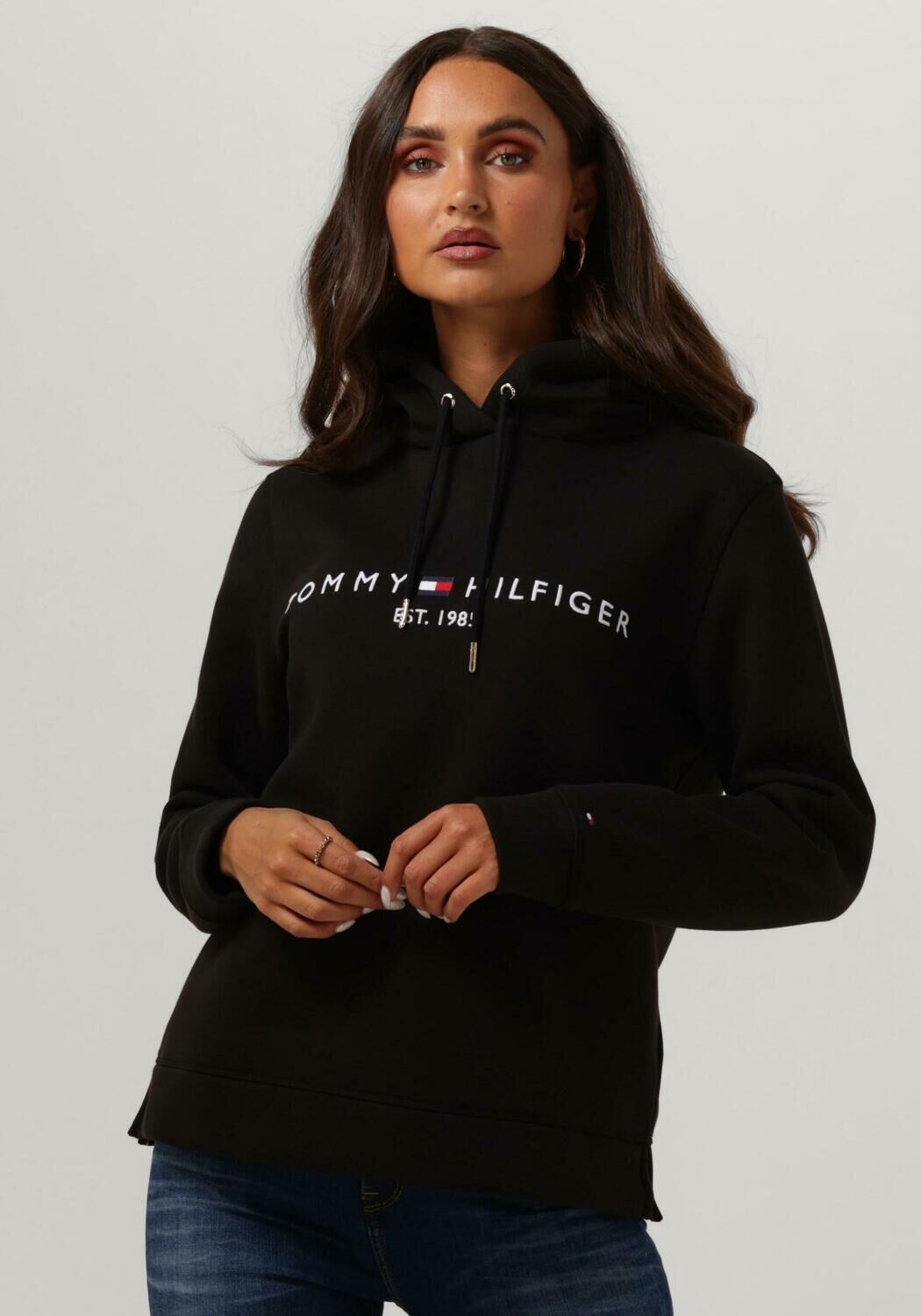 zwarte tommy hilfiger sweater heritage hilfiger hoodie ls