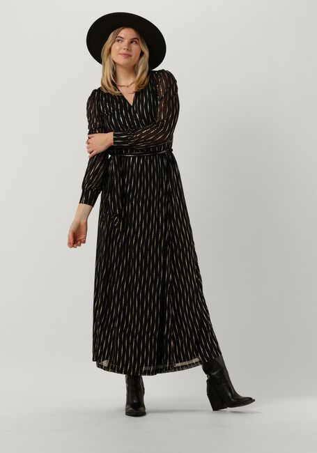 Zwarte COLOURFUL REBEL Maxi jurk LOLA TRIANGLE FOIL LONGSLEEVE MAXI WRAP DRESS - large