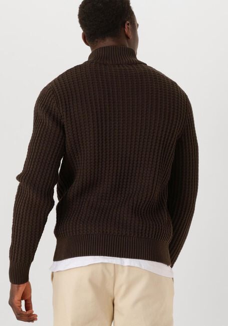 Bruine SELECTED HOMME Trui SLHTOM LS KNIT STRUCTURE HALF ZIP - large