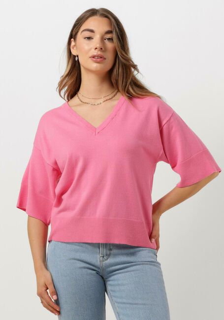 Roze MSCH COPENHAGEN Top MSCHESLINA RACHELLE 2/4 V NECK PULLOVER - large