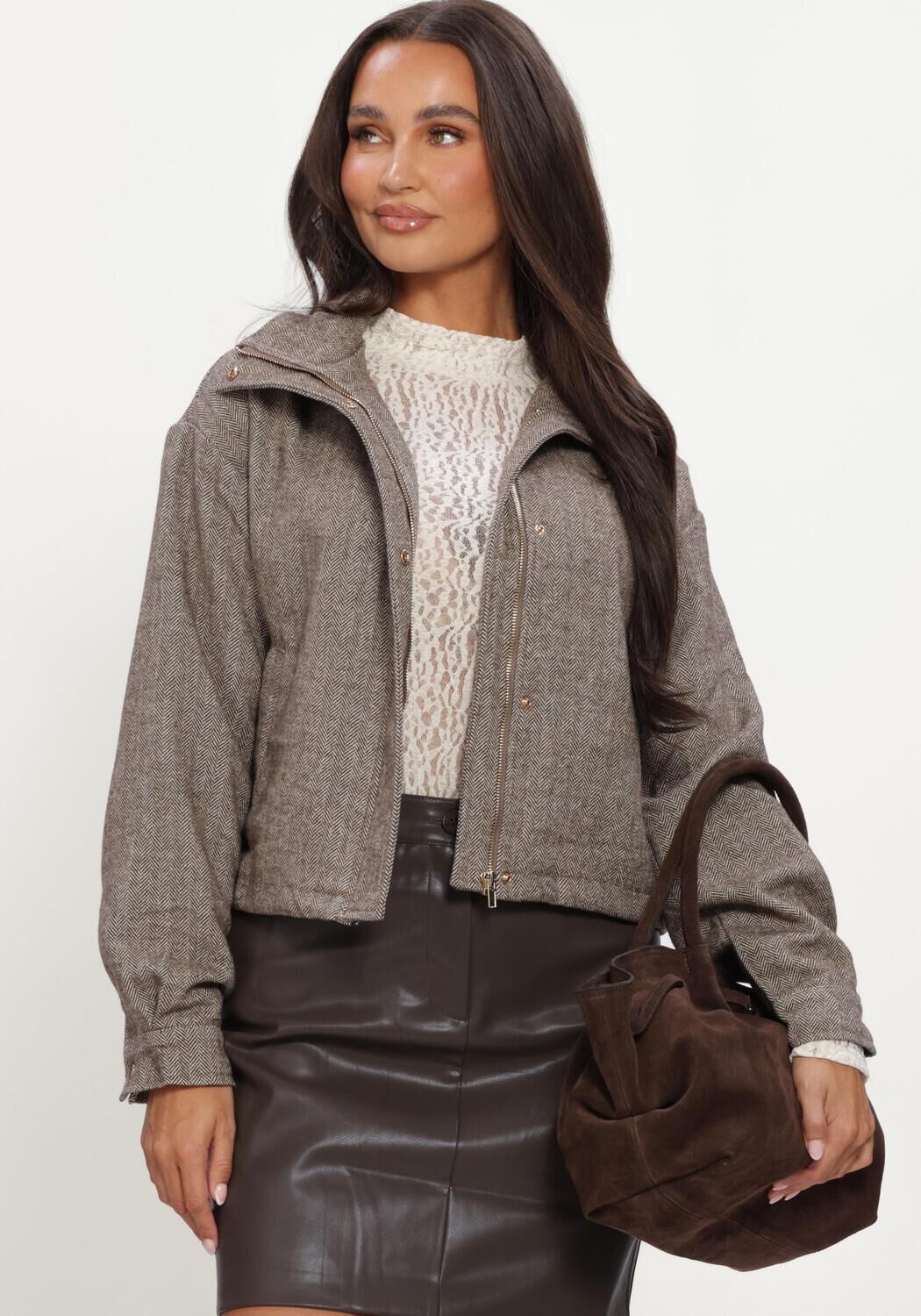 YDENCE Jack JACKET GEMMA en marron - large