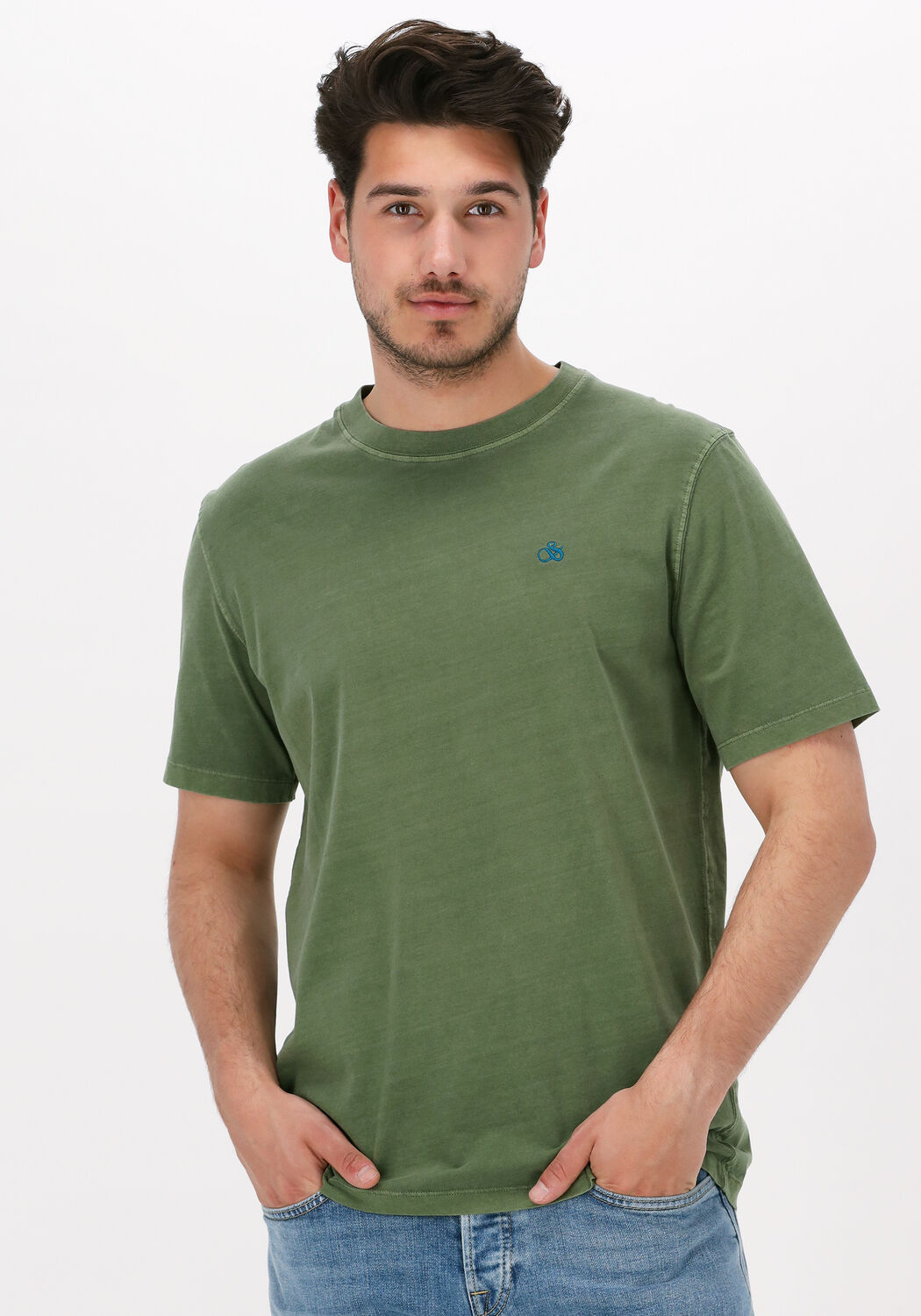 SCOTCH SODA T shirt GARMENT DYED CREWNECK TEE WITH EMBROIDERY