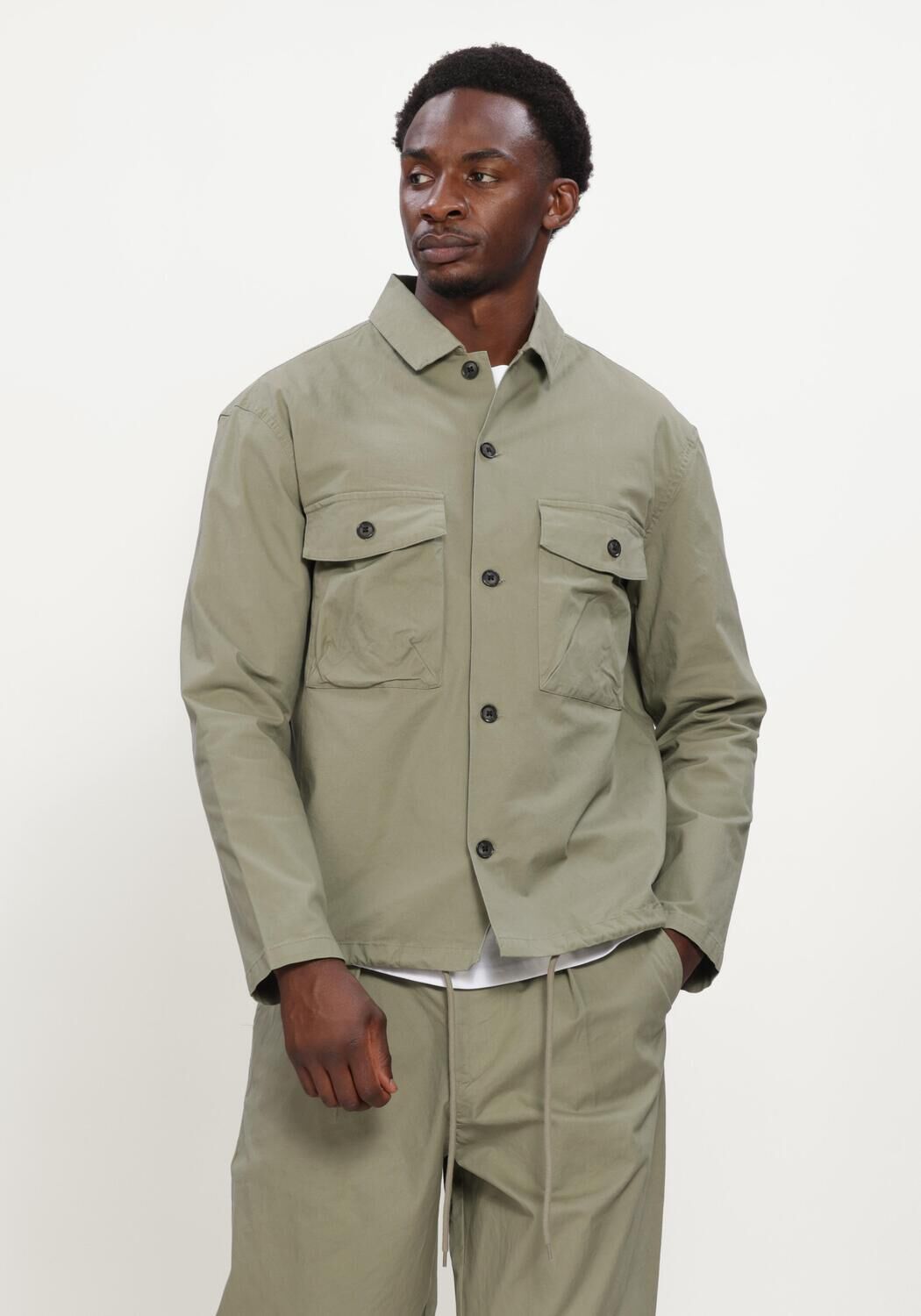 Khaki ANERKJENDT Overshirt AKOTTO COTTON OVERSHIRT - large