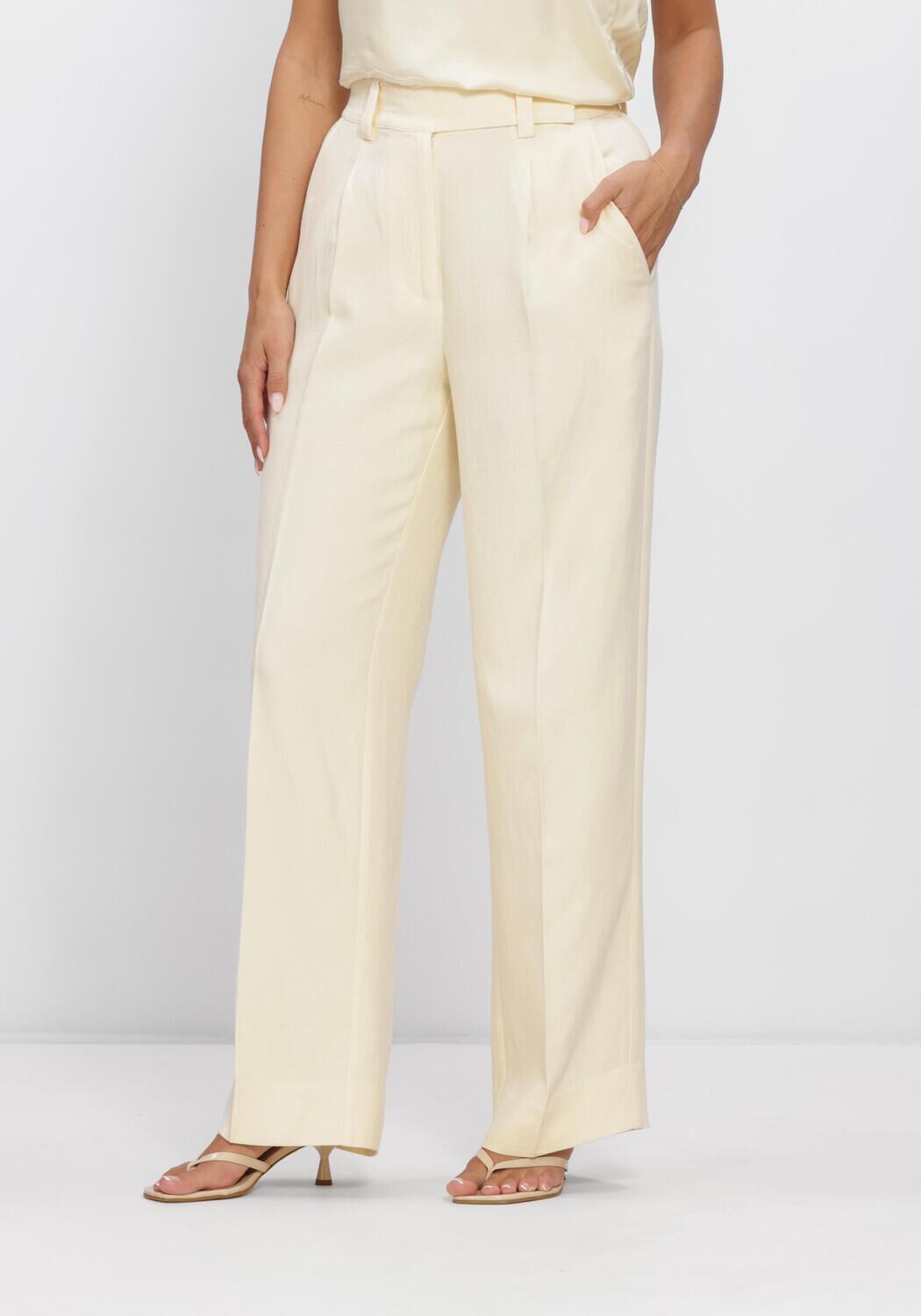 Gele SECOND FEMALE Broeken/jumpsuits LINO CLASSIC TROUSERS - large