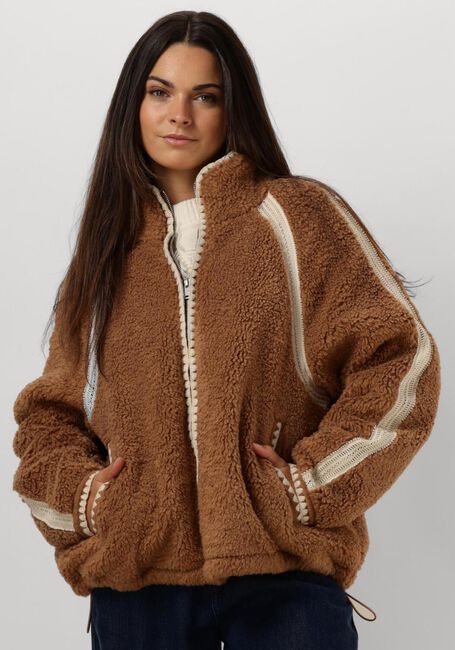 Cognac UGG Jack NIKIA CHROCHET FLUFF JACKET - large