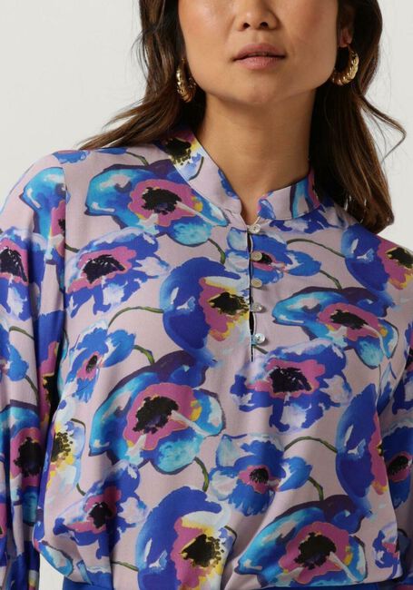 Blauwe JANSEN AMSTERDAM  PF126 PRINTED 3/4 RAGLAN SLEEVE TOP - large