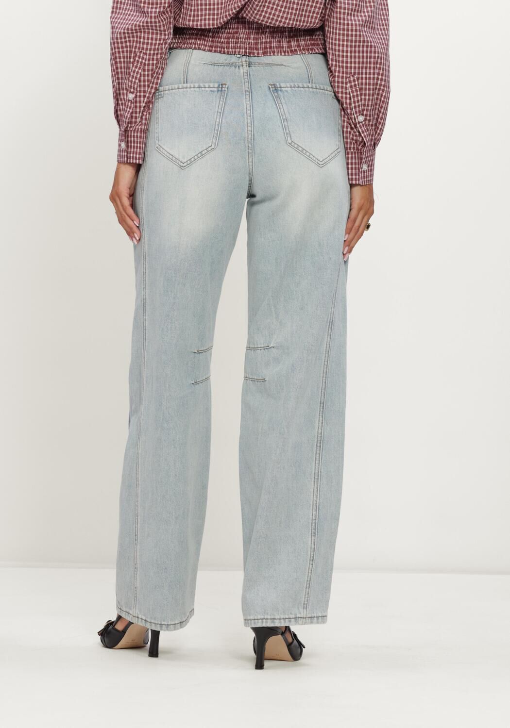 Blauwe HAUTE L'AMITI&Eacute; Jeans DREW BARREL PANEL TALL JEANS BLEACHED DENIM - large