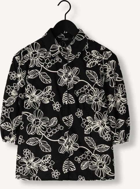 Zwarte JANSEN AMSTERDAM  WGE722 EMBROIDERED BLOUSE 3/4 PUFFED SLEEVE Zwarte JANSEN AMSTERDAM  WGE722 EMBROIDERED BLOUSE 3/4 PUFFED SLEEVE - large