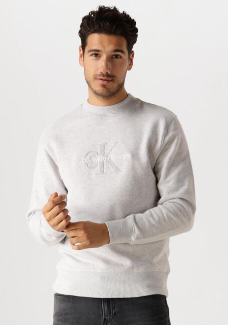 Grijze CALVIN KLEIN Trui CHENILLE MONOLOGO CREW NECK - large