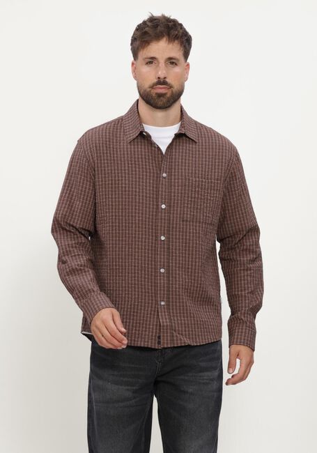 Bruine RESTER&Ouml;DS Casual overhemd RTKAI CHECKED SHIRT - large