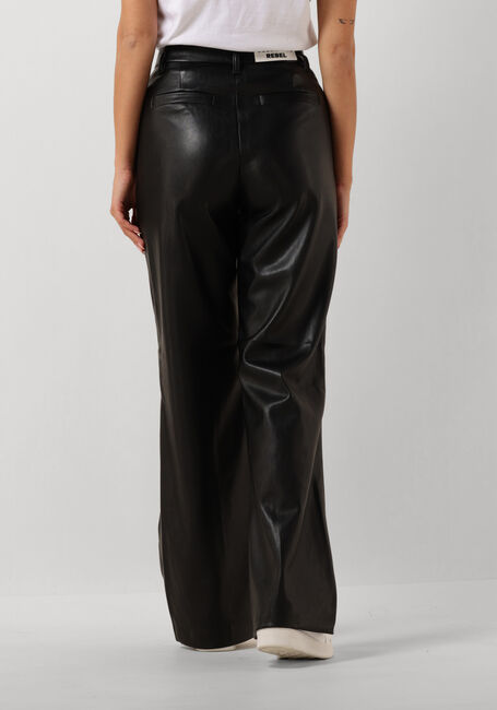 Zwarte COLOURFUL REBEL Wijde broek RUS VEGAN LEATHER PANTS - large