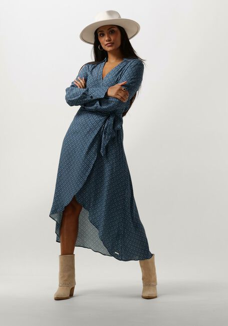 Blauwe COLOURFUL REBEL Midi jurk LEA SMALL GEO WRAP MIDI DRESS - large