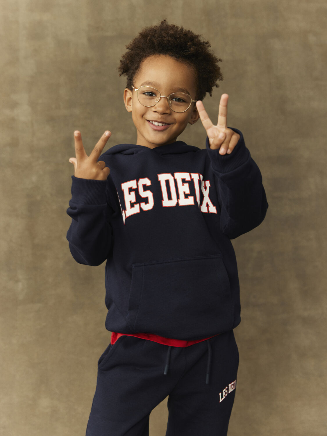 Donkerblauwe LES DEUX Trui AIDAN HOODIE KIDS - large